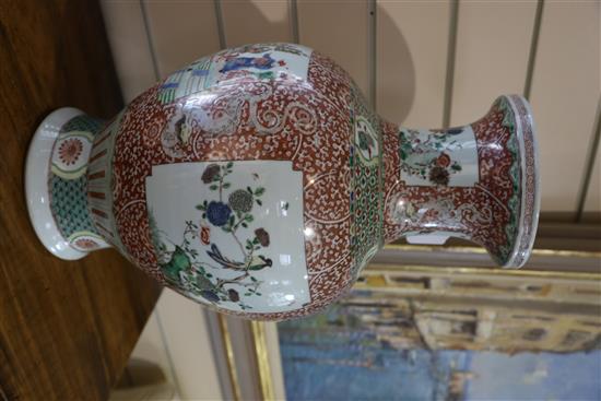 A large Chinese famille verte vase, H. 50cm